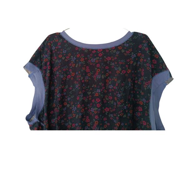 New Natural Life Cut It Out Tee XL Charcoal Floral Open Back Cotton Top - Picture 11 of 14